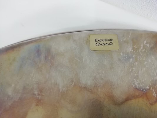 French Tray in Silver from Christofle Fleuron for sale at Pamono