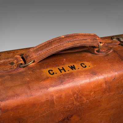 Antique Small Gladstone Bag Croc Leather, 1890s