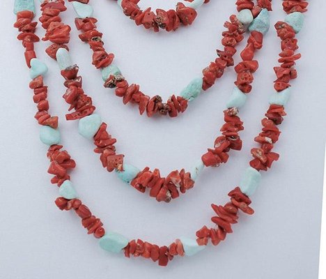 Multi-Strand Coral and Turquoise 
