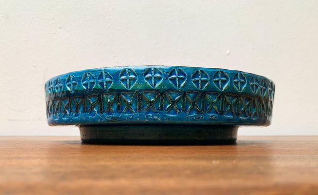 Large Mid-Century Rimini Blu Pottery Bowl by Aldo Londi for Large Mid-Century Rimini Blu Pottery Bowl by Aldo Londi for