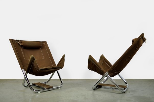 Foldable Canvas Model X75 4 Lounge Chairs by Borge Lindau Bo