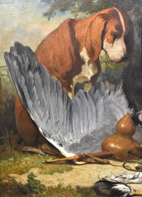 Antique hunting dog paintings hot sale