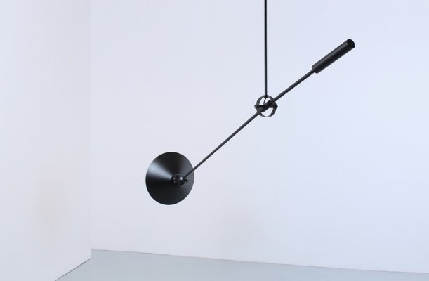 Black Counterbalance Ceiling Lamp by J. J. M. Hoogervorst for Anvia, 1970s