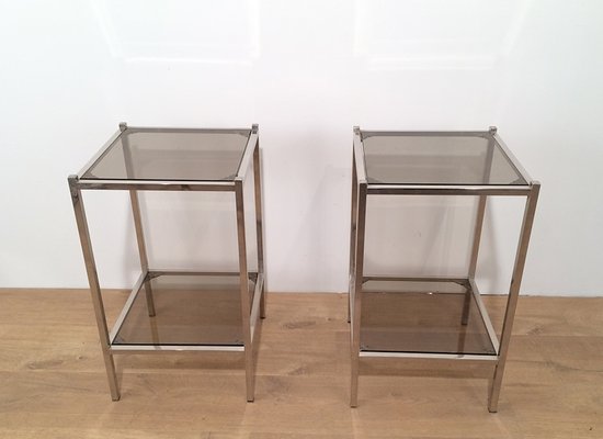 Vintage Metal And Gl Side Tables Set Of 2 For At Pamono Vintage Metal And Gl Side Tables