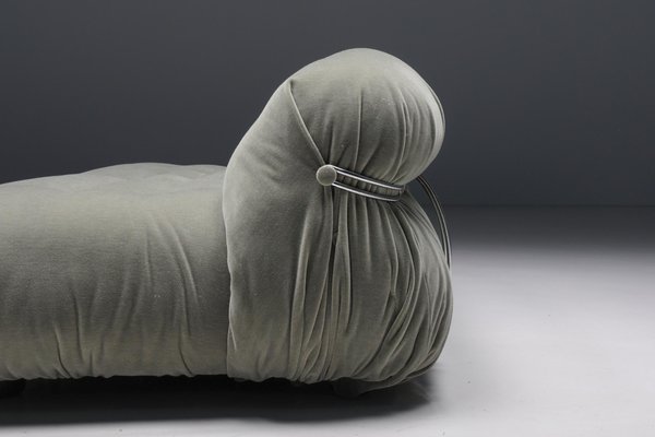 Green Velvet Soriana Two Seater by Afra Tobia Scarpa for Cassina