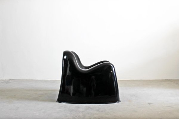 Black Fiberglass Toga Chair by Sergio Mazza for Artemide, Italy