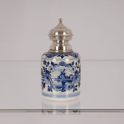 Dutch Blue and White Delftware Plates, Tea Caddy & Wanli Crow Cups