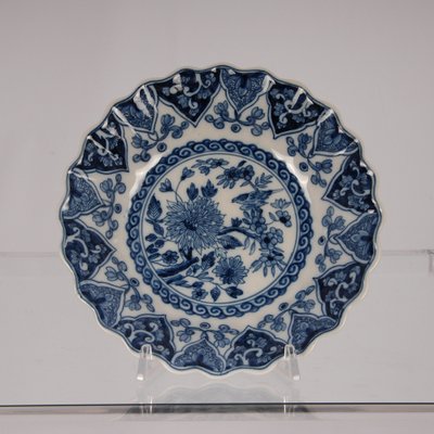 Dutch Blue and White Delftware Plates, Tea Caddy & Wanli Crow Cups