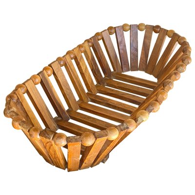 frutero de madera y metal en forma de cesta estilo Nórdico