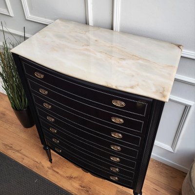 Black dresser with 2024 white marble top