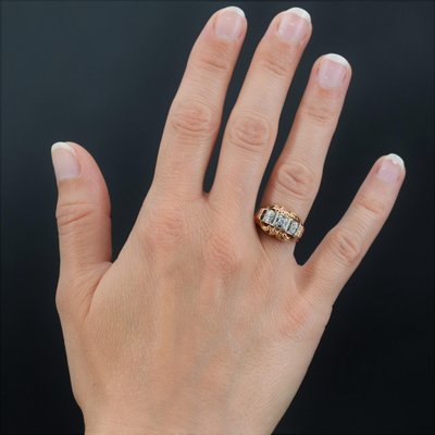 Bague En Or Rose 18 Carats Et Diamants - Taille 53 - Style Art Déco - Occasion Excellent état