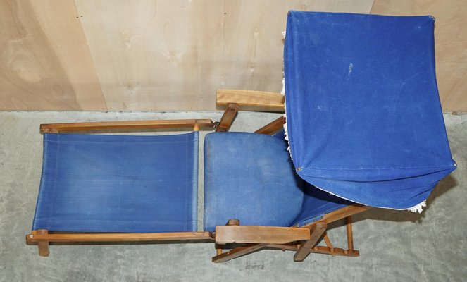 Set of Antique Haxyes Steamer Deck Chairs with Canopy Top and