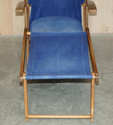 1920年代 Haxyes ディレクターズチェア Set of Antique Haxyes Steamer Deck Chairs with Canopy Top and