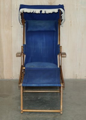 Set of Antique Haxyes Steamer Deck Chairs with Canopy Top and