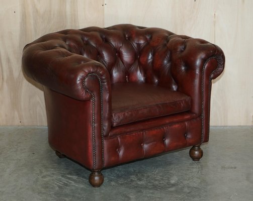 Antique Oxblood Leather Chesterfield Gentleman s Club Chairs Set of 2