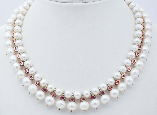Rubies \u0026 White Pearls with Rose Gold 