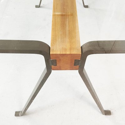 Modern Italian Glass Wood Steel Dining Table Frate by Enzo Mari