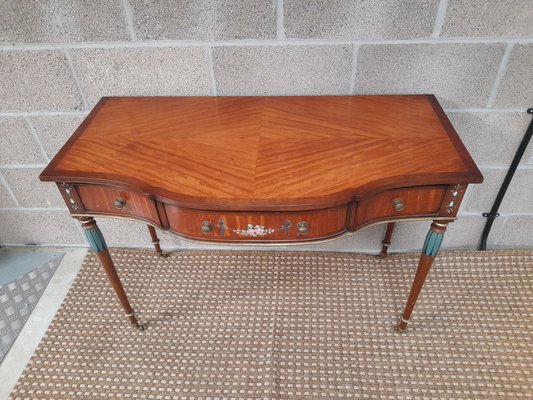 English Satinwood And Painted Demi Lune Console Table For At Pamono Painted Demi Lune Console Table, Art Deco Large Demilune Console Table With Drawer