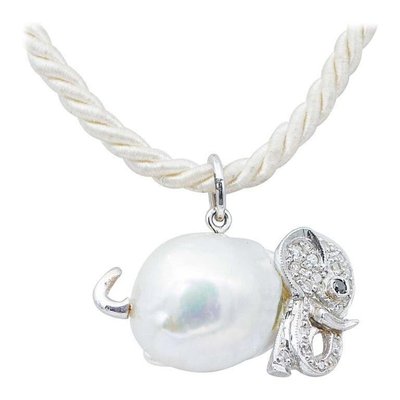 14kt White Gold Elephant Pendant 