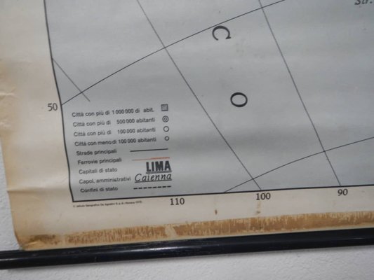 Southern America Map from IGDA Officine grafiche Novara, 1975 for