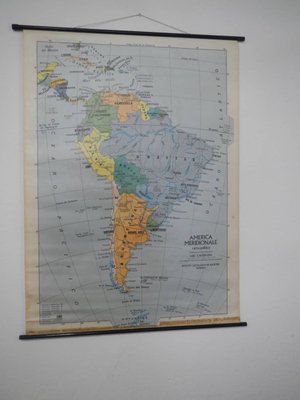 Southern America Map from IGDA Officine grafiche Novara, 1975 for