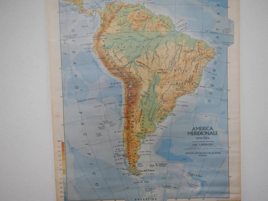 Southern America Map from IGDA Officine grafiche Novara, 1975 for