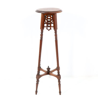 Art Nouveau Oak Pedestal Table or Plant Stand 1900s