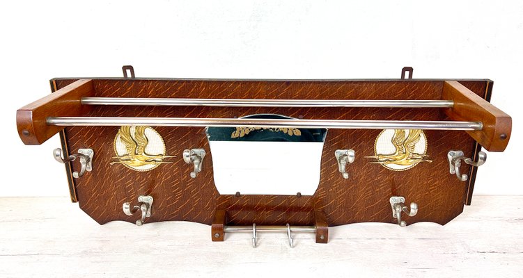 Perchero de pared vintage con espejo, años 50 en venta en Pamono