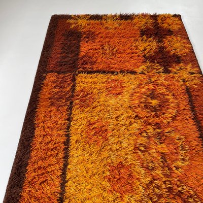 Original Scandinavian Square Pattern Rya Rug from Ege Taepper