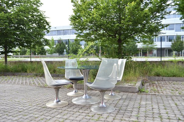 Acrylic Glass Tulip Dining Table Chairs from Chromcraft Set of