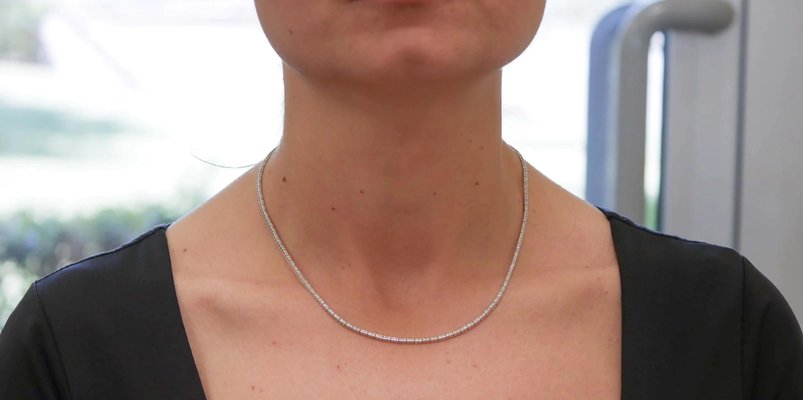18 Karat White Gold Tennis Necklace for 
