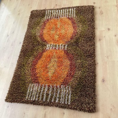 Scandinavian High Pile Abstract Rya Rug Carpet, Finland, 1960s for