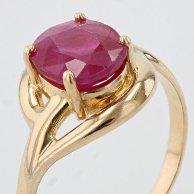 Red Ruby Cz Ring in Rose Gold Finish -