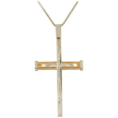 White Gold Cross Pendant Necklace 