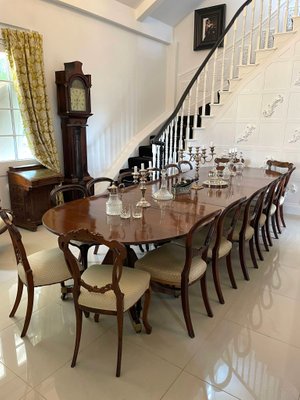 Figured Mahogany Dining Table, Large Antique Dining Room Table And Chairs