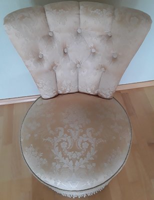 Small Vintage Art Deco Boudoir Chair with Cream Colored Patterned