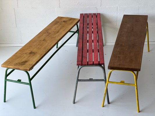 Vintage Bench in Wood and Metal for sale at Pamono