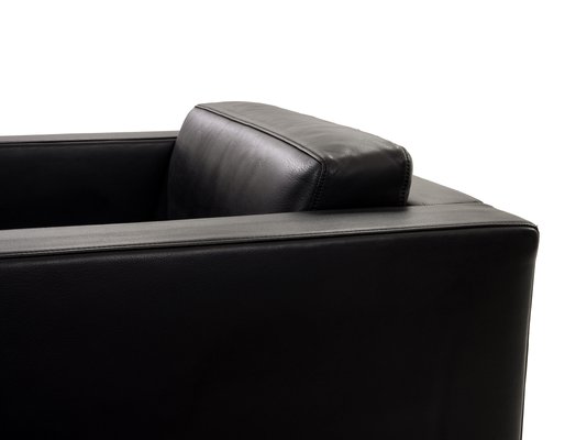 Lord Norman Foster Model 500 Black Leather 2 Seat Settee Sofa for Walter Knoll 