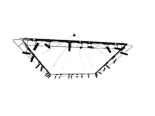 Vintage Wrought Iron Ceiling Light with Light Rail Structure and Led Spots sale at Pamono