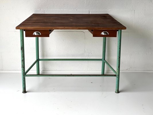 Vintage Industrial Console Table with Drawers