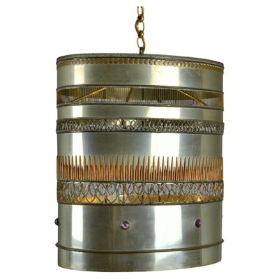 Lámpara colgante de metal con adornos de latón y cobre en venta en Pamono