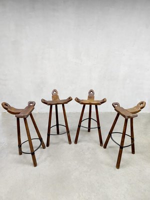 Vintage Brutalist Spanish Bar Stools