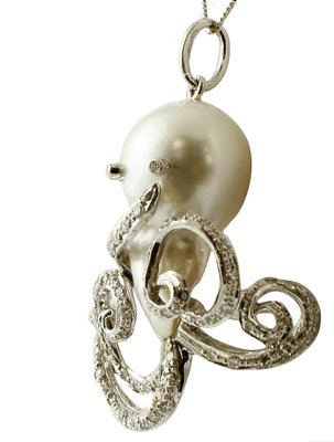 14k White Gold Octopus Pendant for sale 