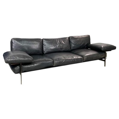 Italian Modern Black Leather Diesis Sofa by Antonio Citterio for B B 1980s