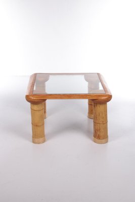 Franzsischer Vintage Couchtisch aus Bambus mit Glas, 1970er