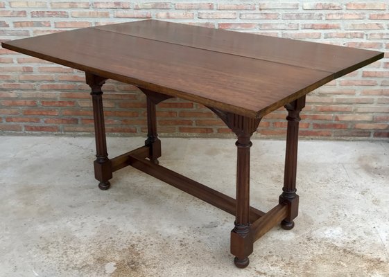 Carved Walnut Convertible Console, Console To Dining Table Convertible