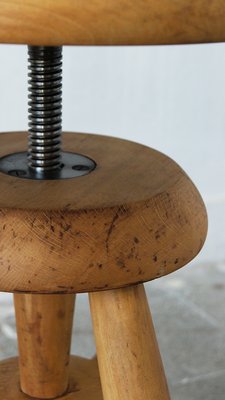 Antique French Adjustable Stool in Wood for sale at Pamono