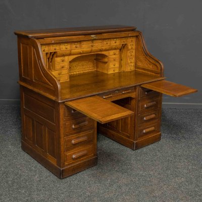 Edwardian Oak Roll Top Desk