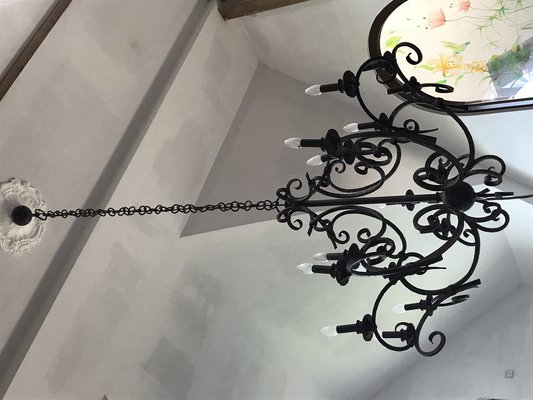 Large black wrought iron chandeliers deals