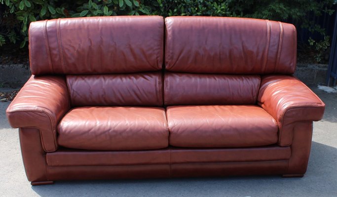 Vintage Brown Leather 3 Seat Sofa, Vintage Style Tan Leather Sofa Set
